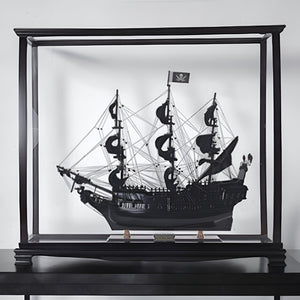 HomeRoots 32" Stunning Hand-Painted Black Pearl Pirate Ship Display Case - Nautical Décor for Home & Office 402006