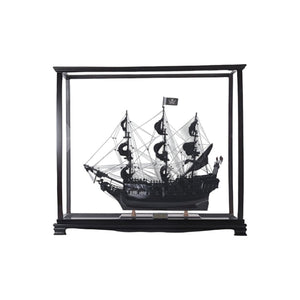 HomeRoots 32" Stunning Hand-Painted Black Pearl Pirate Ship Display Case - Nautical Décor for Home & Office 402006