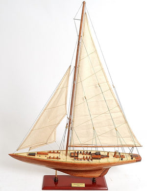 Homeroots 31" Wood Brown Endeavour Yacht Hand Painted Sculpture  Solid Wood 402008