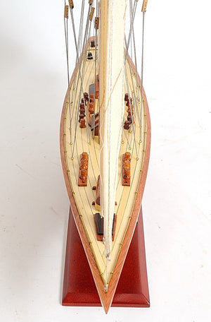 Homeroots 31" Wood Brown Endeavour Yacht Hand Painted Sculpture  Solid Wood 402008