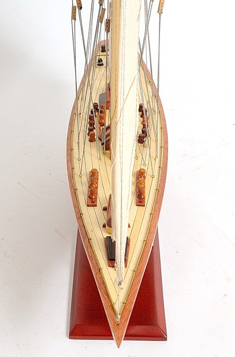 Homeroots 31" Wood Brown Endeavour Yacht Hand Painted Sculpture  Solid Wood 402008