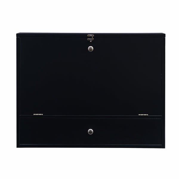 Homeroots 26" Black Wall Mounted Floating Desk   402012