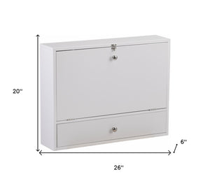 HomeRoots 26" White Wall Mounted Floating Desk - Stylish Space-Saving Design with Smart Storage Solutions 402014