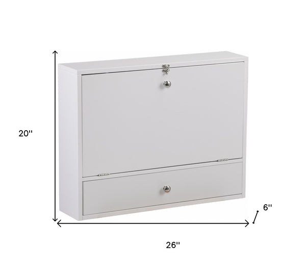 HomeRoots 26" White Wall Mounted Floating Desk - Stylish Space-Saving Design with Smart Storage Solutions 402014
