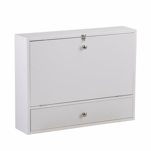 Homeroots 26" White Wall Mounted Floating Desk   402014