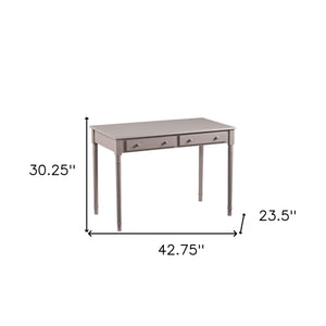 Homeroots 43" Gray Solid Wood Writing Desk With Two Drawers   402016