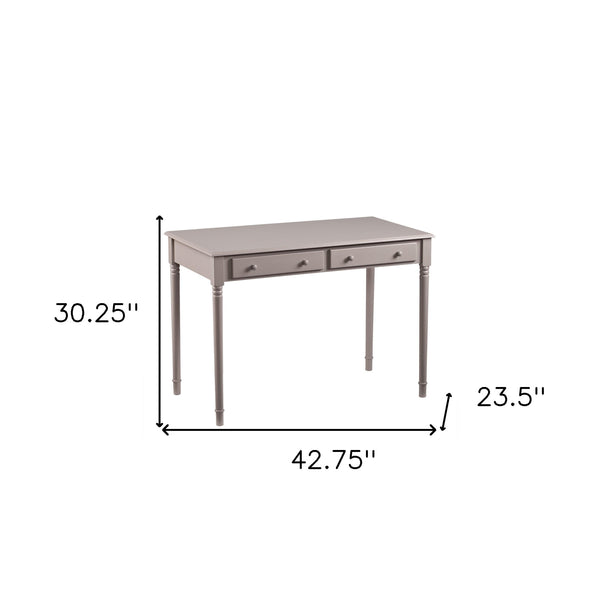 Homeroots 43" Gray Solid Wood Writing Desk With Two Drawers   402016