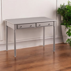 HomeRoots 43" Gray Solid Wood Writing Desk - Stylish, Multi-Use Desk with Two Drawers for Home Office & More 402016