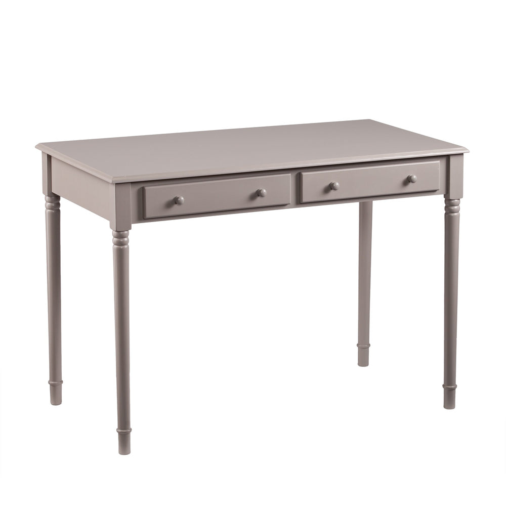 Homeroots 43" Gray Solid Wood Writing Desk With Two Drawers   402016