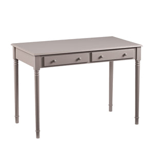 Homeroots 43" Gray Solid Wood Writing Desk With Two Drawers   402016