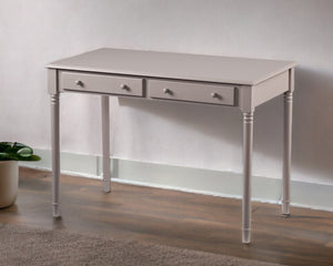 Homeroots 43" Gray Solid Wood Writing Desk With Two Drawers   402016