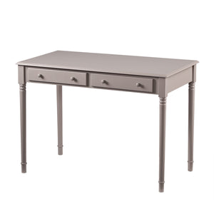Homeroots 43" Gray Solid Wood Writing Desk With Two Drawers   402016
