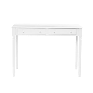 Homeroots 43" White Solid Wood Writing Desk With Two Drawers   402017