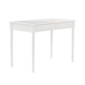 Homeroots 43" White Solid Wood Writing Desk With Two Drawers   402017
