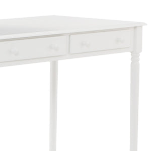 Homeroots 43" White Solid Wood Writing Desk With Two Drawers   402017