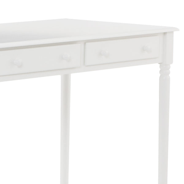 Homeroots 43" White Solid Wood Writing Desk With Two Drawers   402017