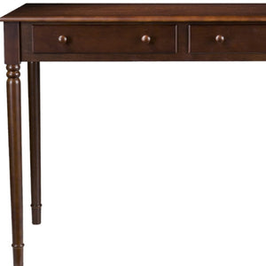 HomeRoots 43" Brown Solid Wood Writing Desk - Classic Style with Two Drawers for Home Office & Compact Spaces 402018