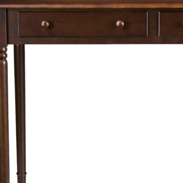 HomeRoots 43" Brown Solid Wood Writing Desk - Classic Style with Two Drawers for Home Office & Compact Spaces 402018