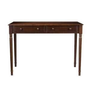 HomeRoots 43" Brown Solid Wood Writing Desk - Classic Style with Two Drawers for Home Office & Compact Spaces 402018