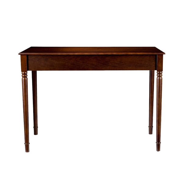 HomeRoots 43" Brown Solid Wood Writing Desk - Classic Style with Two Drawers for Home Office & Compact Spaces 402018