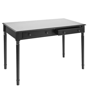 Homeroots 43" Black Fir Solid Wood Writing Desk With Two Drawers   402019