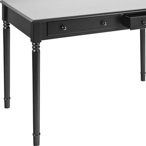 Homeroots 43" Black Fir Solid Wood Writing Desk With Two Drawers   402019