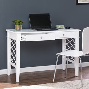 Homeroots 43" White Writing Desk With Two Drawers   402021