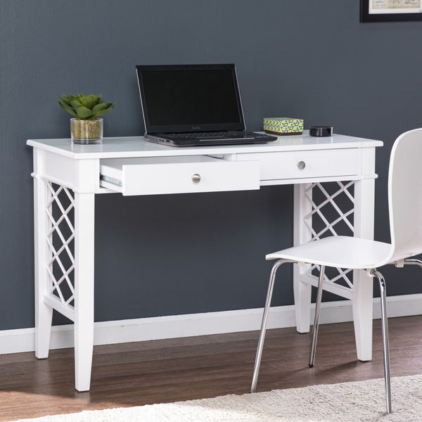 Homeroots 43" White Writing Desk With Two Drawers   402021