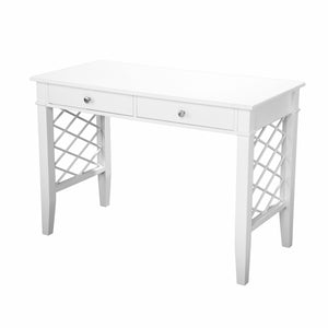 Homeroots 43" White Writing Desk With Two Drawers   402021