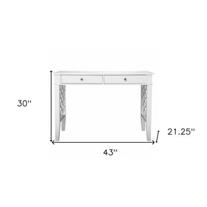 Homeroots 43" White Writing Desk With Two Drawers   402021