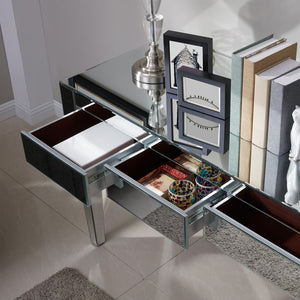 Homeroots 47" Silver Mirrored Writing Desk With Three Drawers   402022