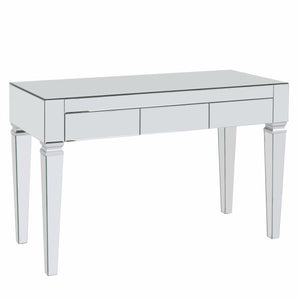 Homeroots 47" Silver Mirrored Writing Desk With Three Drawers   402022