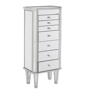 Homeroots 18" Silver Mirrored Writing Desk With Seven Drawers  Manufactured Wood 402023