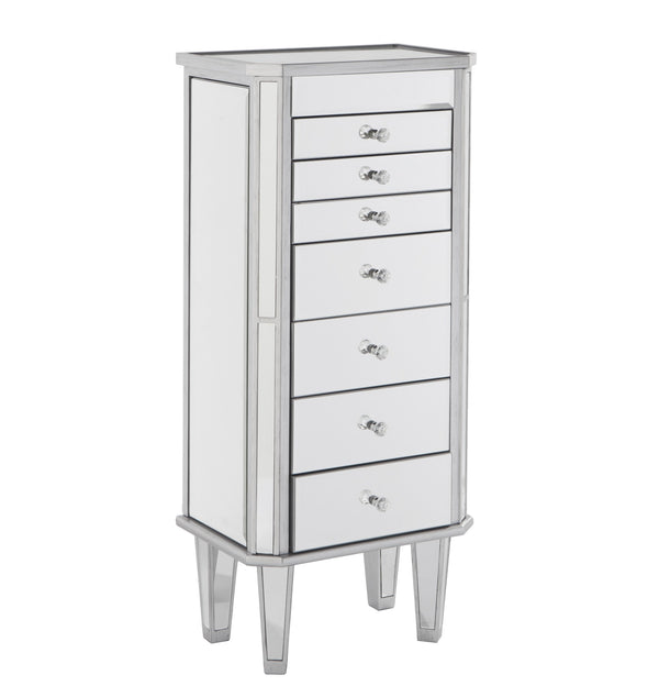 Homeroots 18" Silver Mirrored Writing Desk With Seven Drawers  Manufactured Wood 402023