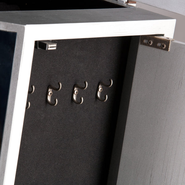 Homeroots 18" Silver Mirrored Writing Desk With Seven Drawers  Manufactured Wood 402023