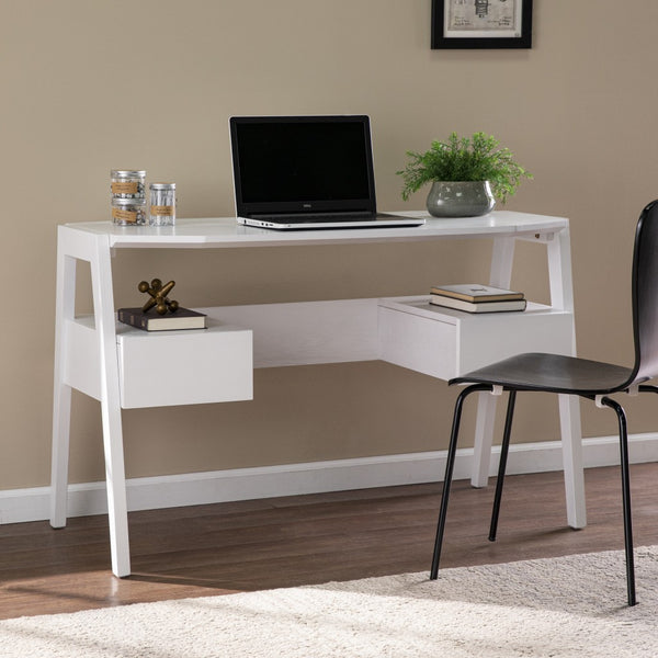 Homeroots 48" White Writing Desk With Two Drawers   402024