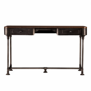 Homeroots 50" Brown And Silver Writing Desk With Two Drawers   402026