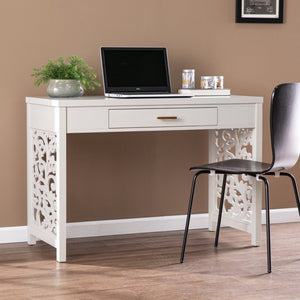 HomeRoots 43" Gray Writing Desk - Vintage Chic Design with Spacious Surface & Elegant Storage for Home Office 402030