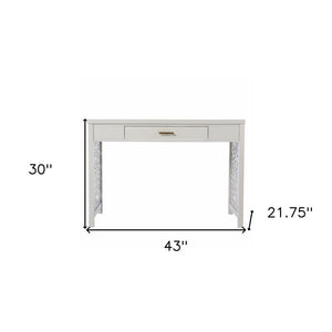 HomeRoots 43" Gray Writing Desk - Vintage Chic Design with Spacious Surface & Elegant Storage for Home Office 402030