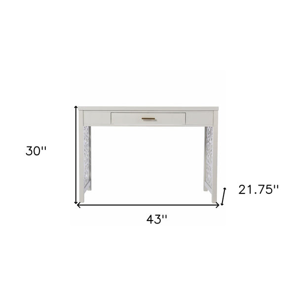 HomeRoots 43" Gray Writing Desk - Vintage Chic Design with Spacious Surface & Elegant Storage for Home Office 402030