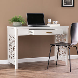 HomeRoots 43" Gray Writing Desk - Vintage Chic Design with Spacious Surface & Elegant Storage for Home Office 402030