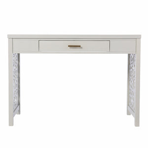 HomeRoots 43" Gray Writing Desk - Vintage Chic Design with Spacious Surface & Elegant Storage for Home Office 402030