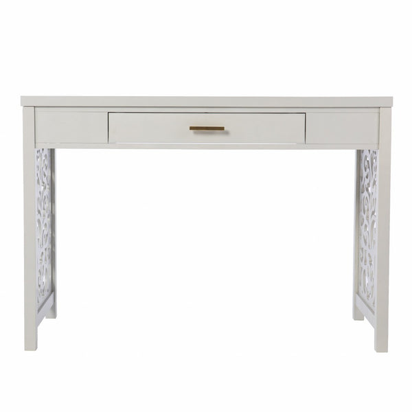 HomeRoots 43" Gray Writing Desk - Vintage Chic Design with Spacious Surface & Elegant Storage for Home Office 402030