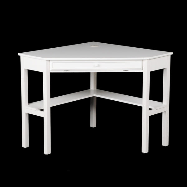 Homeroots 48" White Solid Wood Corner Writing Desk   402031