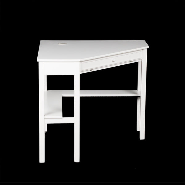 Homeroots 48" White Solid Wood Corner Writing Desk   402031