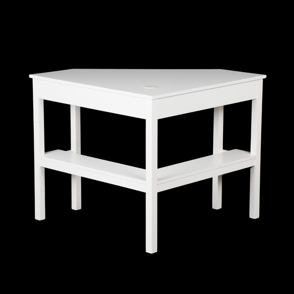 Homeroots 48" White Solid Wood Corner Writing Desk   402031