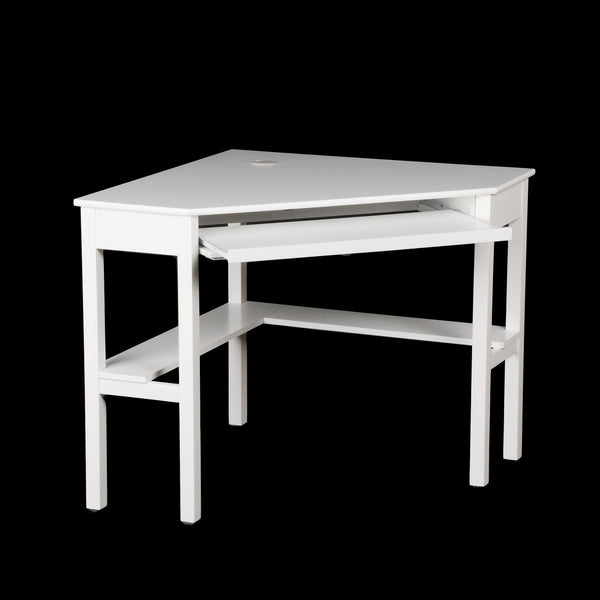 Homeroots 48" White Solid Wood Corner Writing Desk   402031
