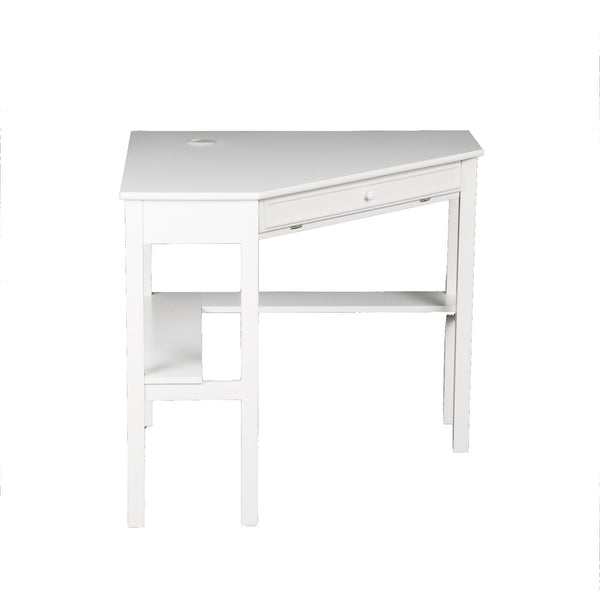 Homeroots 48" White Solid Wood Corner Writing Desk   402031