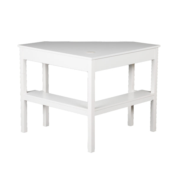 Homeroots 48" White Solid Wood Corner Writing Desk   402031