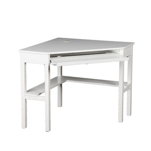 Homeroots 48" White Solid Wood Corner Writing Desk   402031